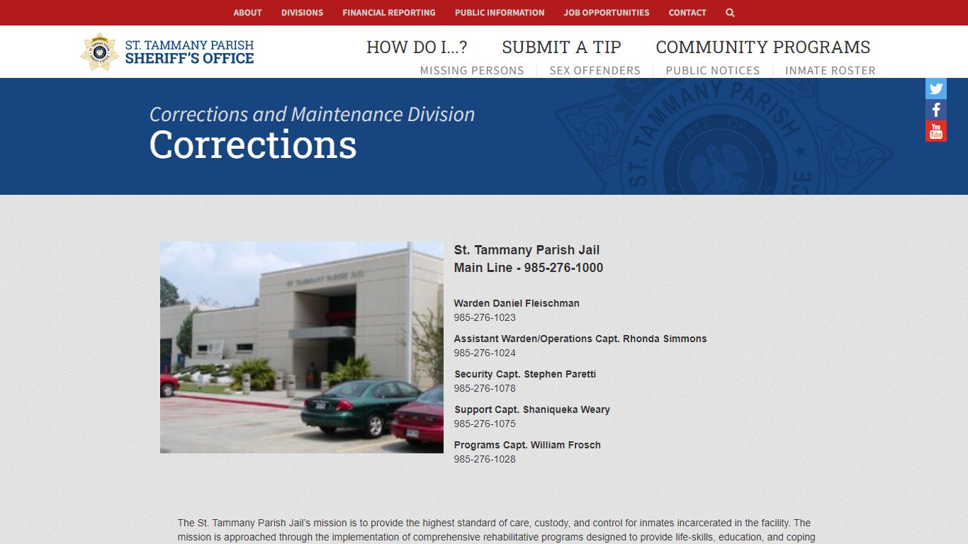 Corrections - St. Tammany Parish Sheriff's Office
