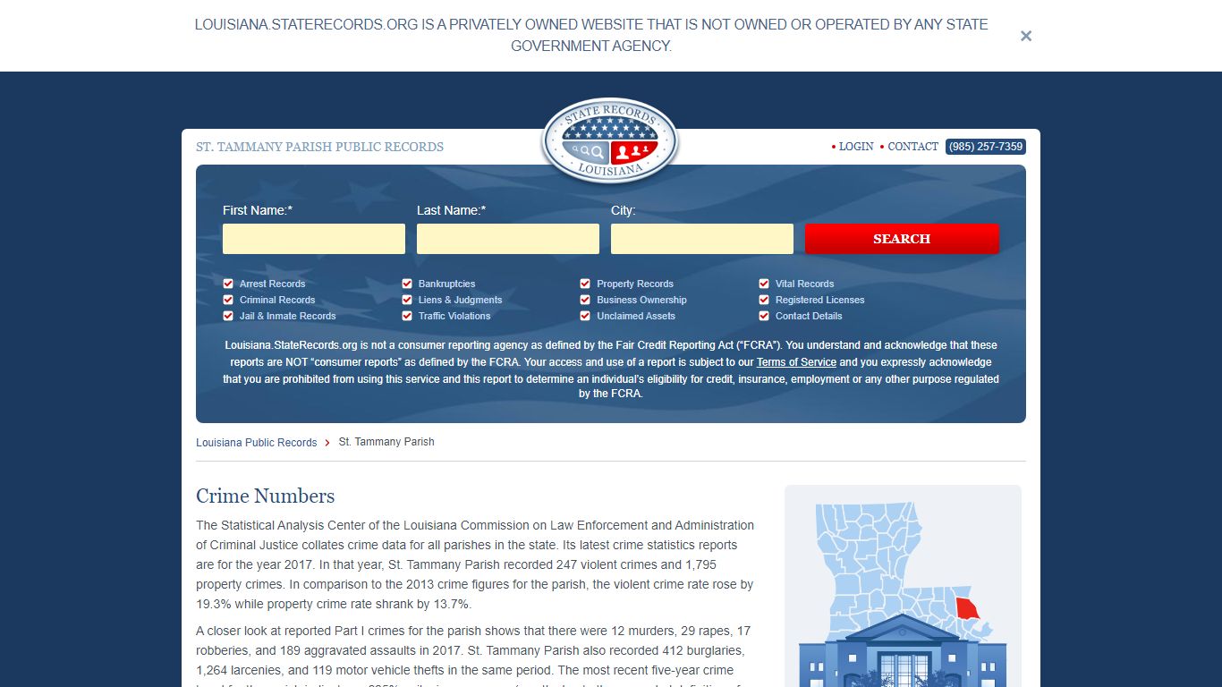 St. Tammany Parish Arrest, Court, and Public Records | StateRecords.org