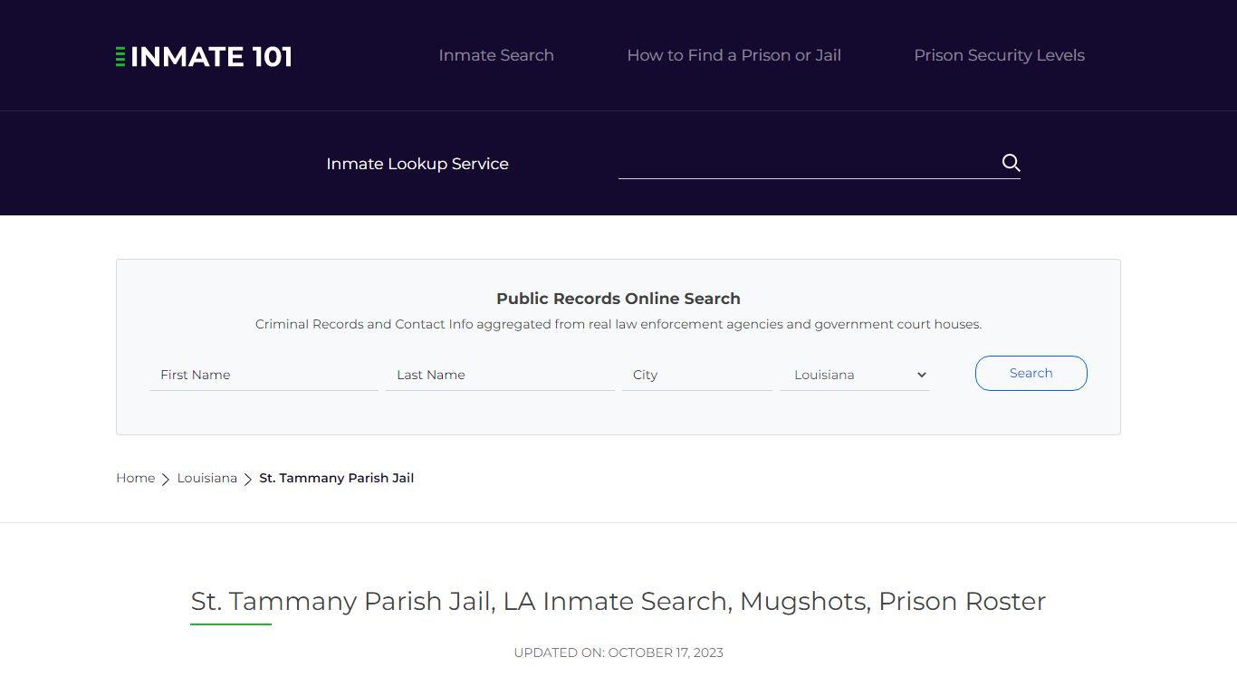 St. Tammany Parish Jail, LA Inmate Search, Mugshots, Prison Roster